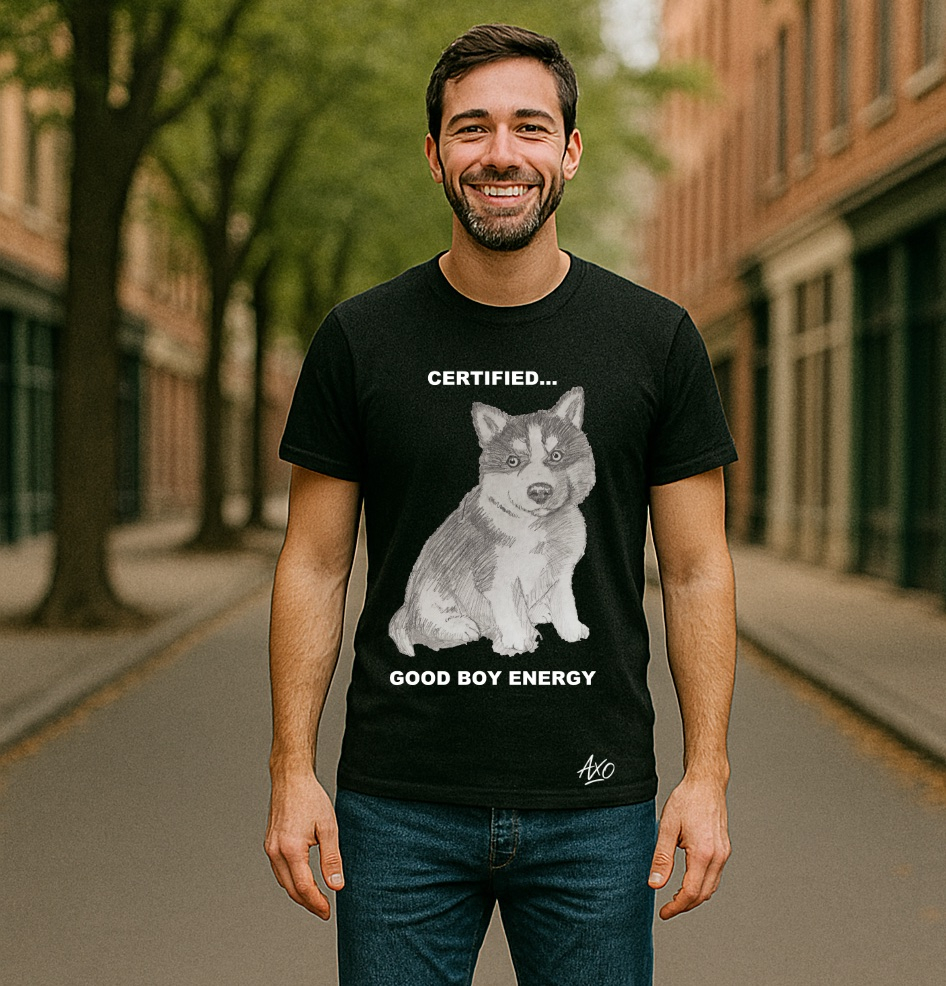 Mens-Anthem-T-shirt-Husky-Good-Boy-Energy-Black XL