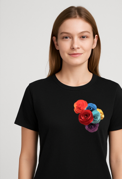 Womens-B&c-T-shirt-Paper-Roses-Black 10