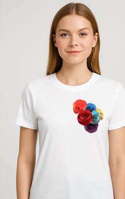Womens-B&c-T-shirt-Paper-Roses-White 10